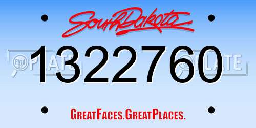 1322760 South Dakota License Plate
