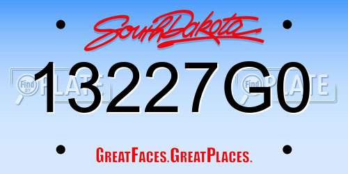 13227G0 South Dakota License Plate