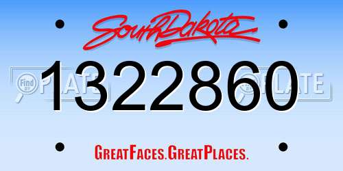 1322860 South Dakota License Plate