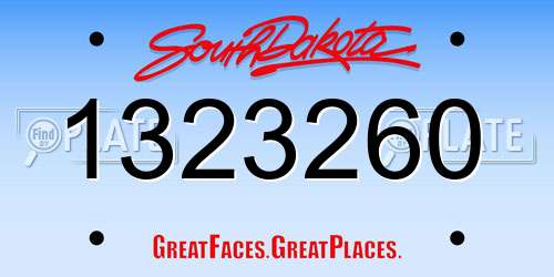 1323260 South Dakota License Plate