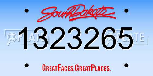 1323265 South Dakota License Plate