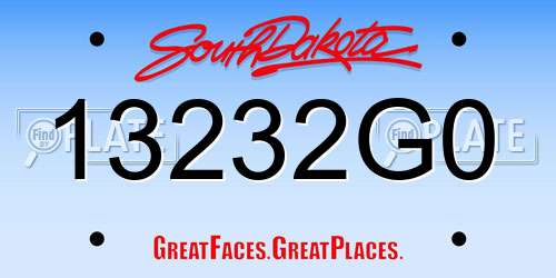13232G0 South Dakota License Plate