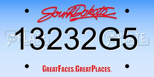 13232G5 South Dakota License Plate