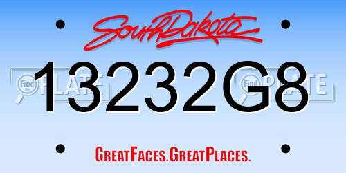 13232G8 South Dakota License Plate