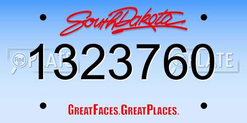 1323760 South Dakota License Plate