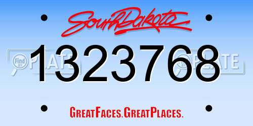1323768 South Dakota License Plate