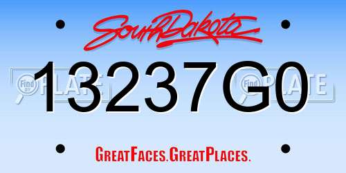 13237G0 South Dakota License Plate