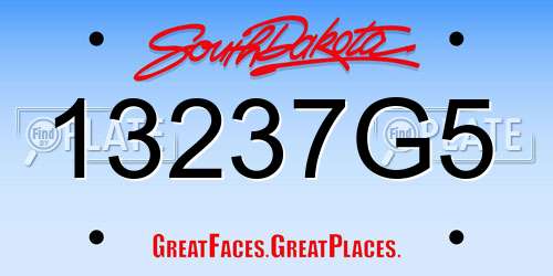 13237G5 South Dakota License Plate