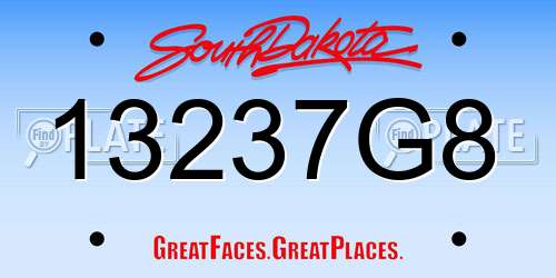 13237G8 South Dakota License Plate