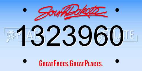 1323960 South Dakota License Plate
