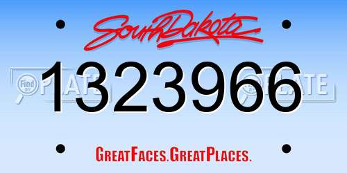 1323966 South Dakota License Plate