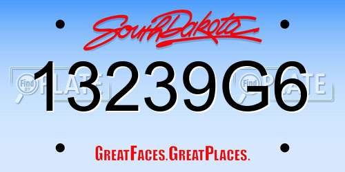 13239G6 South Dakota License Plate