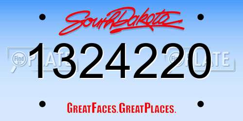 1324220 South Dakota License Plate