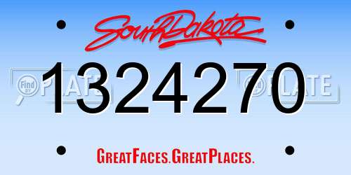 1324270 South Dakota License Plate