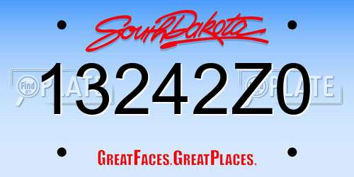 13242Z0 South Dakota License Plate