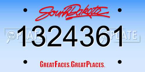 1324361 South Dakota License Plate