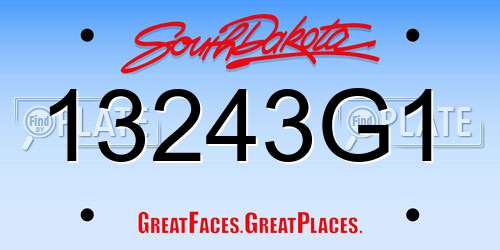 13243G1 South Dakota License Plate