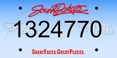 1324770 South Dakota License Plate