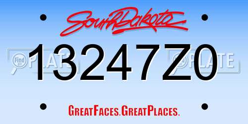 13247Z0 South Dakota License Plate