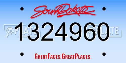 1324960 South Dakota License Plate