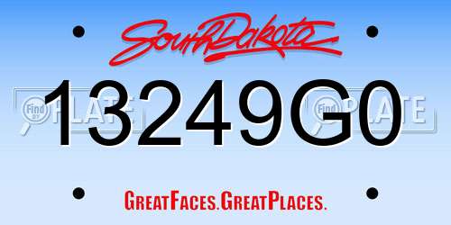 13249G0 South Dakota License Plate