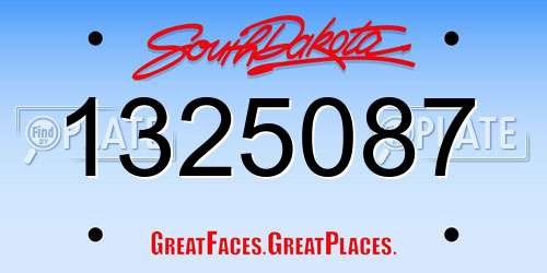 1325087 South Dakota License Plate