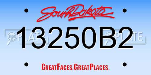 13250B2 South Dakota License Plate