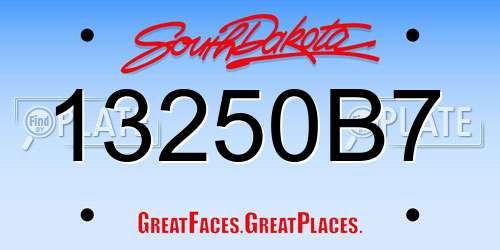 13250B7 South Dakota License Plate