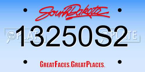13250S2 South Dakota License Plate