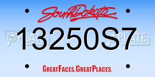 13250S7 South Dakota License Plate