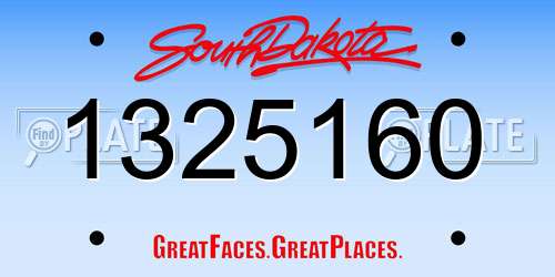 1325160 South Dakota License Plate