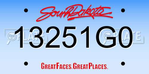 13251G0 South Dakota License Plate