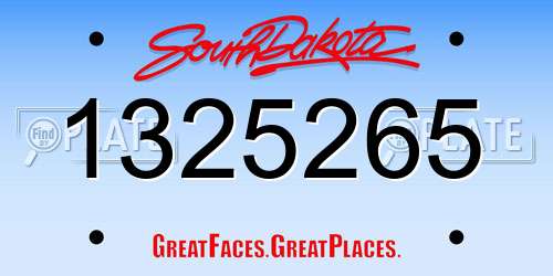 1325265 South Dakota License Plate