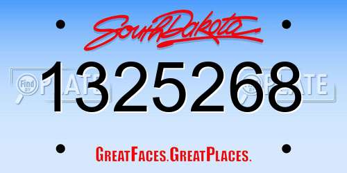 1325268 South Dakota License Plate