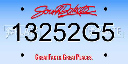 13252G5 South Dakota License Plate
