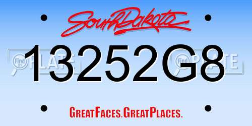 13252G8 South Dakota License Plate
