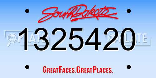 1325420 South Dakota License Plate