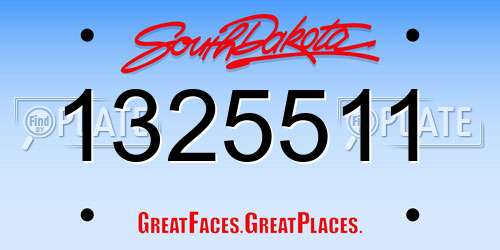 1325511 South Dakota License Plate