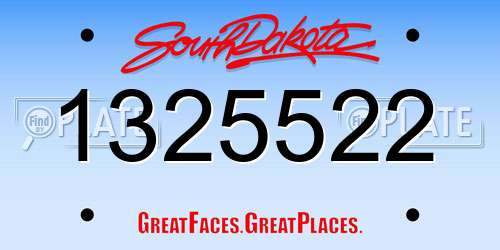 1325522 South Dakota License Plate