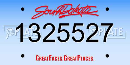 1325527 South Dakota License Plate