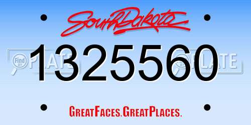 1325560 South Dakota License Plate