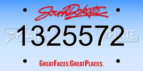 1325572 South Dakota License Plate