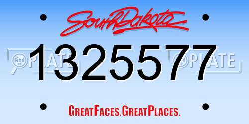 1325577 South Dakota License Plate