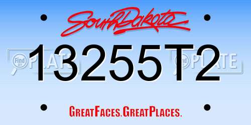 13255T2 South Dakota License Plate