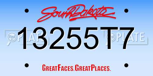 13255T7 South Dakota License Plate