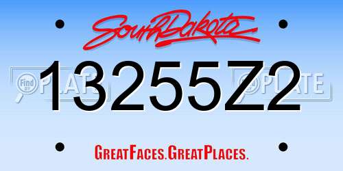 13255Z2 South Dakota License Plate
