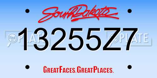 13255Z7 South Dakota License Plate