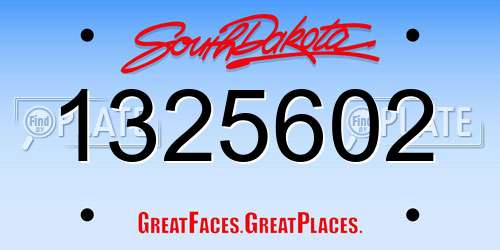 1325602 South Dakota License Plate