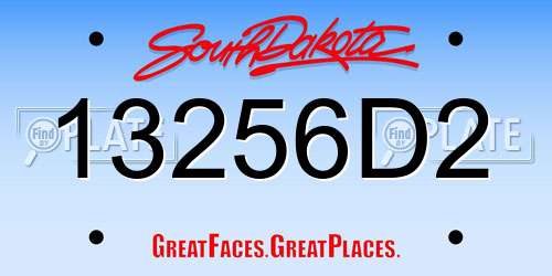 13256D2 South Dakota License Plate