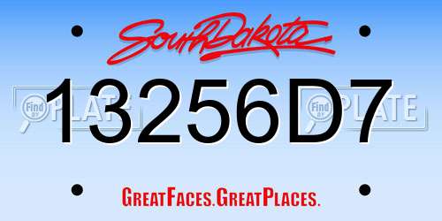 13256D7 South Dakota License Plate